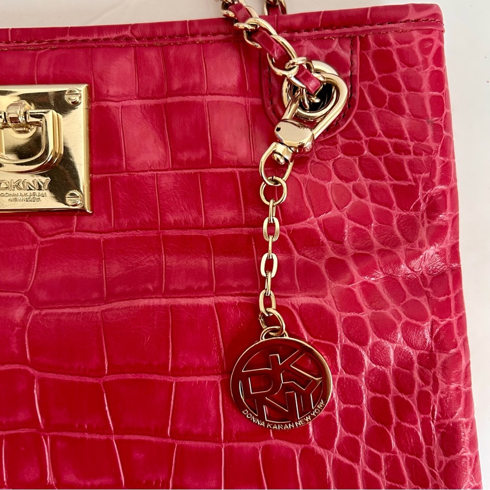 DKNY Soft Croco Leather Bright Pink convertible bag - Picture 6 of 12